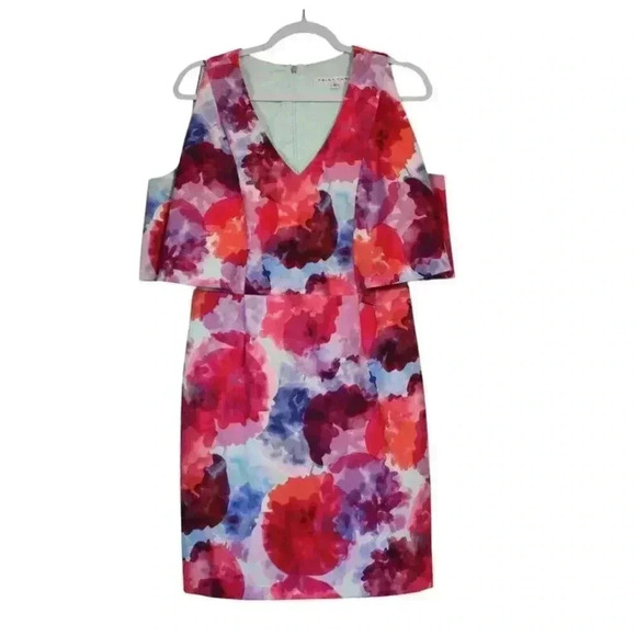Trina Turk Dress Size 8 Multicolor Floral Oakhurst Watercolor Artsy Formal - Picture 2 of 12